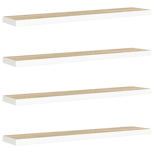 vidaXL seinariiulid, 4 tk, tamm ja valge, 120 x 23,5 x 3,8 cm MDF