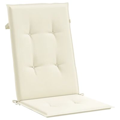 vidaXL kõrge seljatoega toolipadjad 2 tk, kreem, 120x50x3 cm, kangas