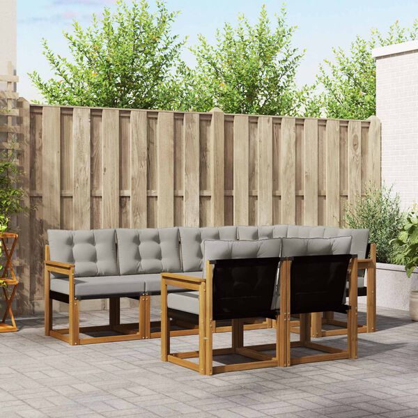 vidaXL V&auml;li diivanikomplekt padjaga 7 pcs Looduslik ja Hele Hall