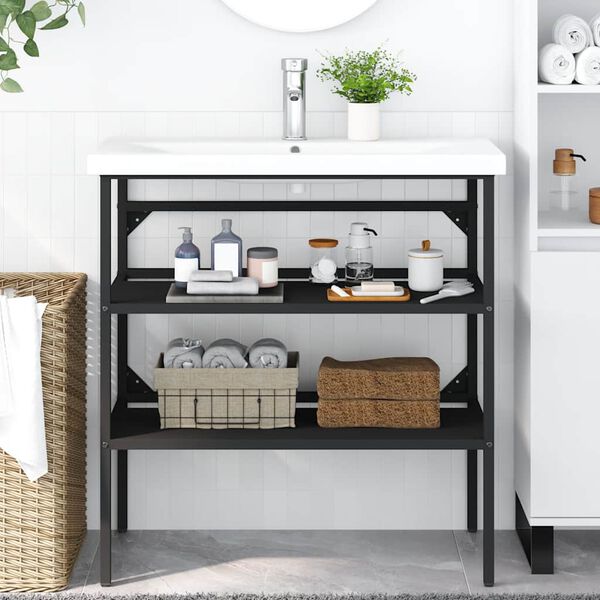 vidaXL vannitoa valamuraam, must, 79 x 38 x 83 cm, raud