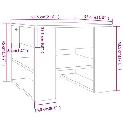 vidaXL kohvilaud, must, 55,5x55x45 cm, tehispuit