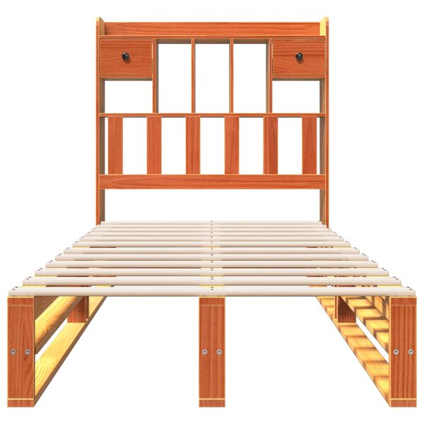 vidaXL riiuliga voodi ilma madratsita, vahapruun, 75x190 cm, m&auml;nnipuit