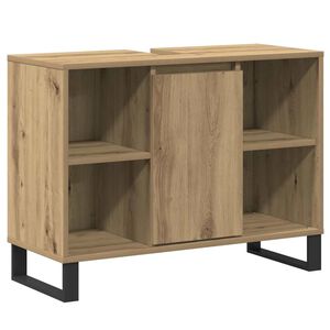 vidaXL Vannitoa kapp riiuliga K&auml;sit&ouml;&ouml;puu 80 x 33 x 60 cm Tehispuit