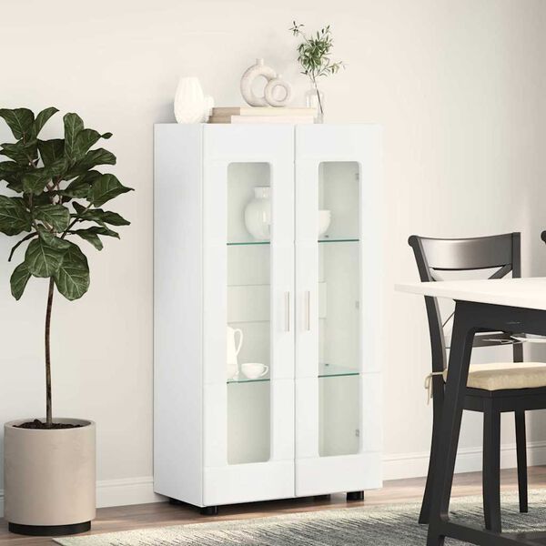 vidaXL K&otilde;ide riiuliga uksega FLORIN Valge 55,5 x 29 x 103 cm Tehispuit