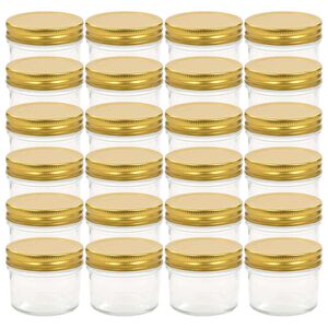 vidaXL kuldsete kaantega klaasist moosipurgid 24 tk, 110 ml