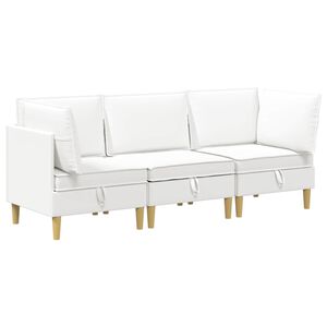 vidaXL Modulaarne diivanisari koos ladustamisega 3 pcs Valge kangas