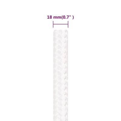 vidaXL paadiköis, täisvalge, 18 mm, 25 m, polüpropüleen
