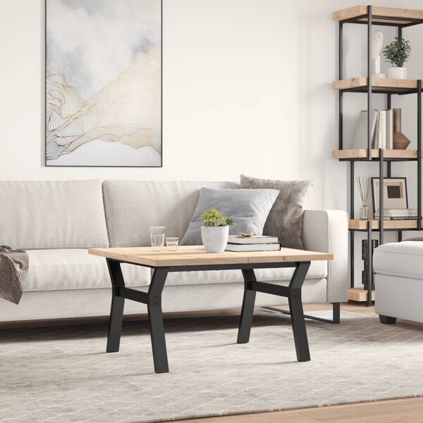 vidaXL kohvilaud, Y-raam, 80 x 80 x 45,5 cm, männipuit ja teras