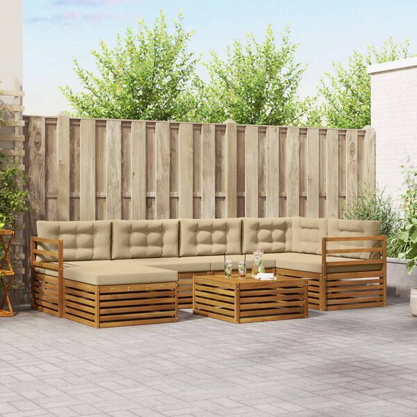 vidaXL V&auml;li diivanikomplekt padjaga 7 pcs Looduslik ja beež