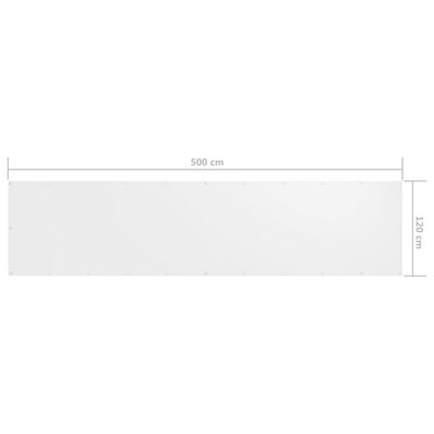 vidaXL rõdusirm, valge, 120 x 500 cm, oxford-kangas