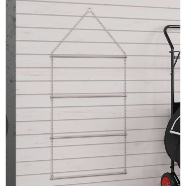 vidaXL tekkide ja valtrappide hoidja, h&otilde;bedane, roostevaba teras