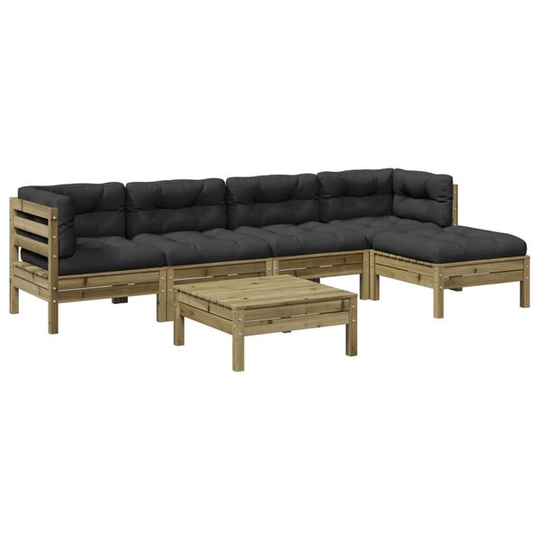 vidaXL 6-osaline aiadiivani komplekt patjadega, immutatud m&auml;nnipuit