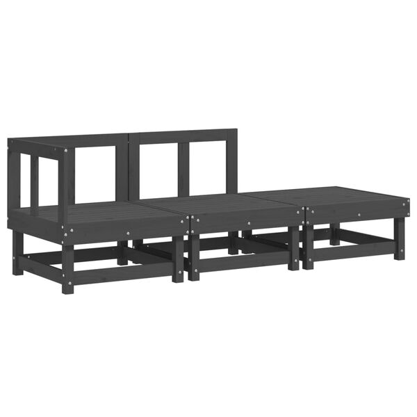 vidaXL 3-osaline aiamööbli komplekt, hall, männipuit