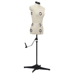 vidaXL reguleeritav kleidimannekeen, naine, kreemjas, S, suurus 33-40