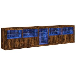 vidaXL puhvetkapp LED-tuledega, suitsutatud tamm, 283 x 37 x 67 cm
