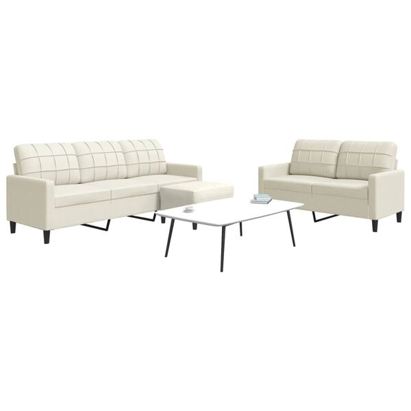 vidaXL 3-osaline diivanikomplekt patjadega, kreemjas, samet