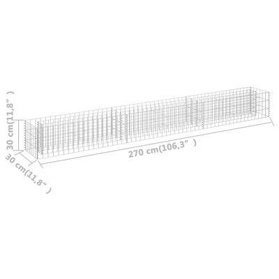 vidaXL gabioon-taimelava, tsingitud teras, 270 x 30 x 30 cm