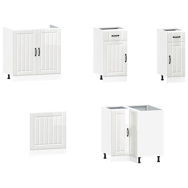 vidaXL 11-osaline k&ouml;&ouml;gikapi komplekt Kalmar, l&auml;ikiv valge, tehispuit