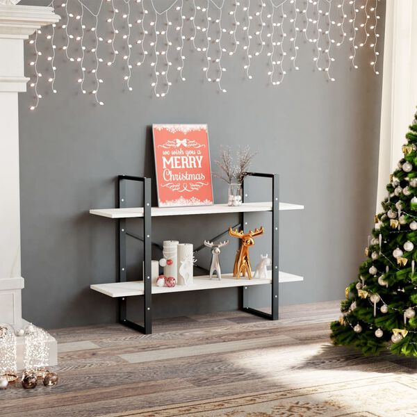 vidaXL 2-korruseline raamaturiiul, 100 x 30 x 70 cm, valge, männipuit