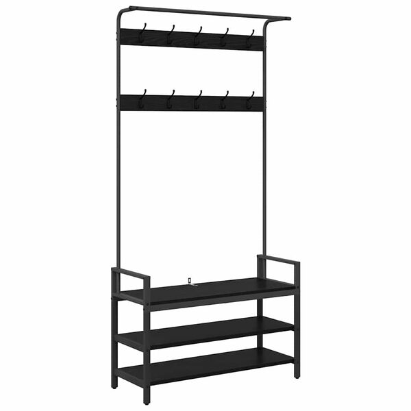 vidaXL Riidepuu riiuliga Must tamm 95 x 34 x 184 cm Tehispuit