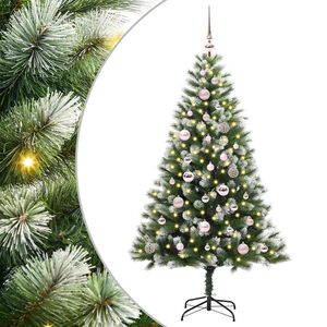vidaXL Tehis hinged j&otilde;ulupuu kaetud lumega Roheline ja valge 150 cm