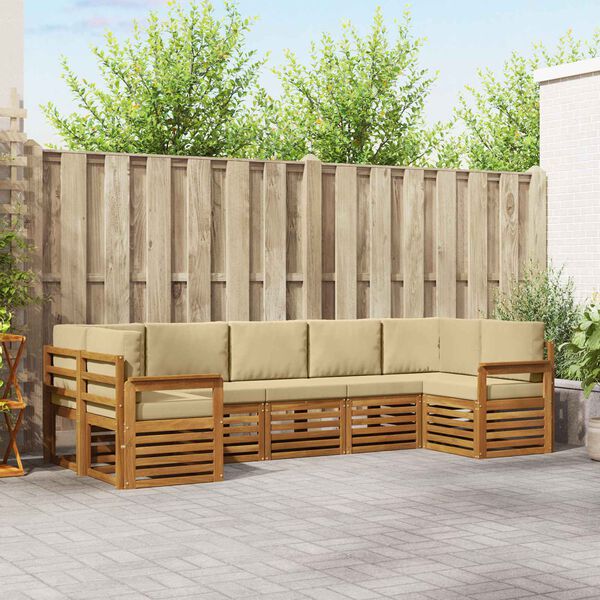 vidaXL Diivanikomplektid 7 pcs Looduslik ja beež Tugev akatsiapuu