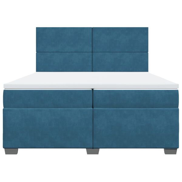 vidaXL kontinentaalvoodi madratsiga, sinine, 200x200 cm, samet