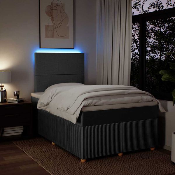 vidaXL kontinentaalvoodi madratsiga, tumehall, 120 x 190 cm, kangas