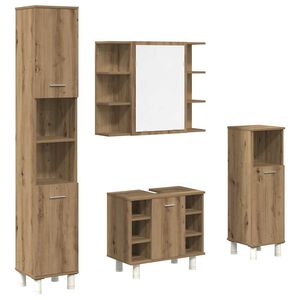 vidaXL 4-osaline vannitoa m&ouml;&ouml;blikomplekt, kunsttamm, tehispuit