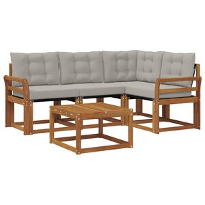 vidaXL V&auml;li diivanikomplekt padjaga 5 pcs Looduslik ja Hele Hall