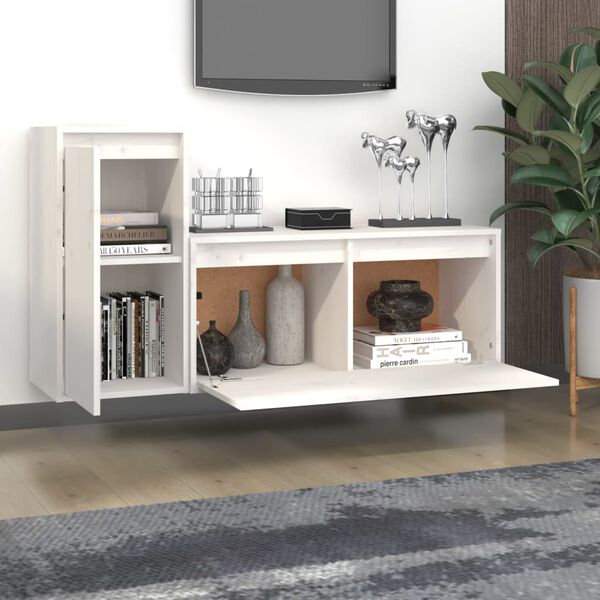 vidaXL telerikapid 2 tk, valge, männipuit