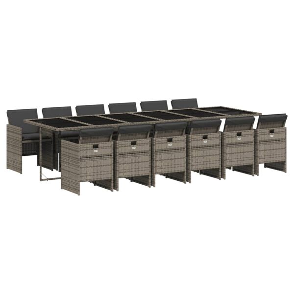 vidaXL 13-osaline aia s&ouml;&ouml;gim&ouml;&ouml;bli komplekt patjadega, hall, pol&uuml;rotang