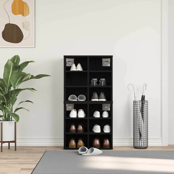 vidaXL Kinga kapp riiuliga 2 pcs Must tamm 52 x 30 x 50,5 cm Tehispuit