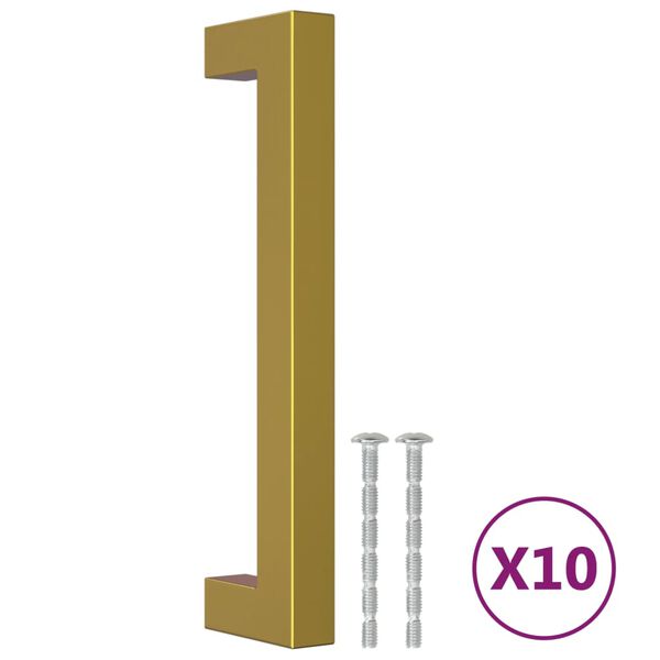 vidaXL kapi k&auml;epidemed 10 tk, kuldne, 128 mm, roostevaba teras