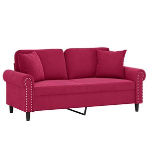 vidaXL 2-kohaline diivan patjadega, veinipunane, 140 cm, samet