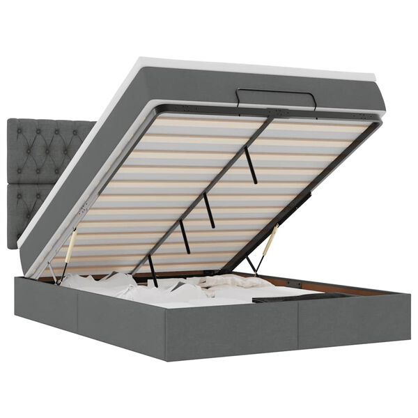 vidaXL ottomani voodi madratsita ja LED, tumehall, 140x190cm, kangas