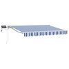 vidaXL Manuaalne varikatus LED-idega Sinine ja Valge 3,5 x 2,5 m