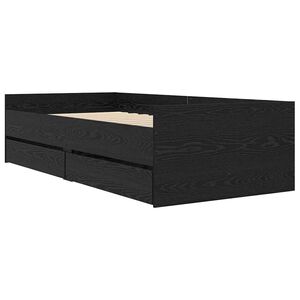 vidaXL Voodi raam sahtliga Must tamm 100 x 200 cm Tahke m&auml;nd