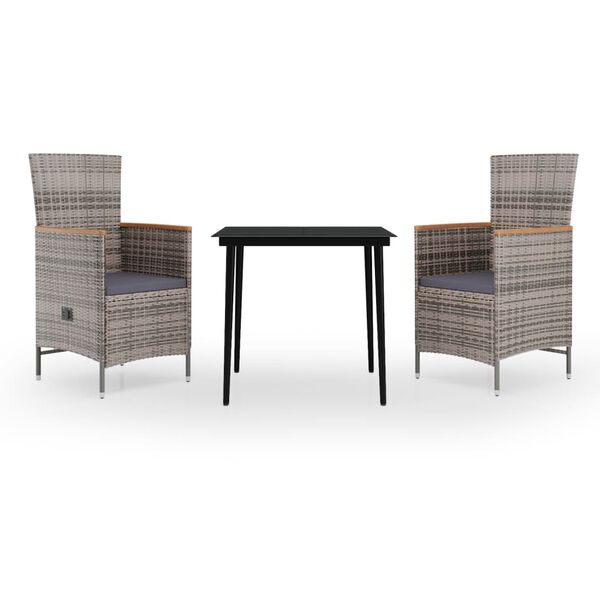 vidaXL 3-osaline aiam&ouml;&ouml;bli komplekt patjadega, hall