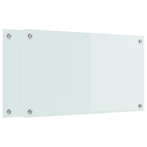 vidaXL K&ouml;gi Splashback 2 pcs Valge 70 x 40 cm karastatud klaas
