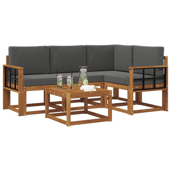 vidaXL V&auml;li diivanikomplekt padjaga 5 pcs Looduslik ja antriit