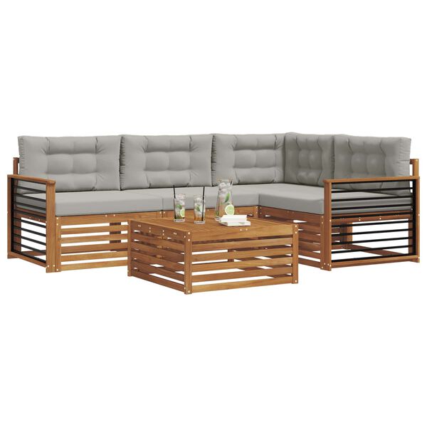 vidaXL V&auml;li diivanikomplekt padjaga 5 pcs Looduslik ja Hele Hall