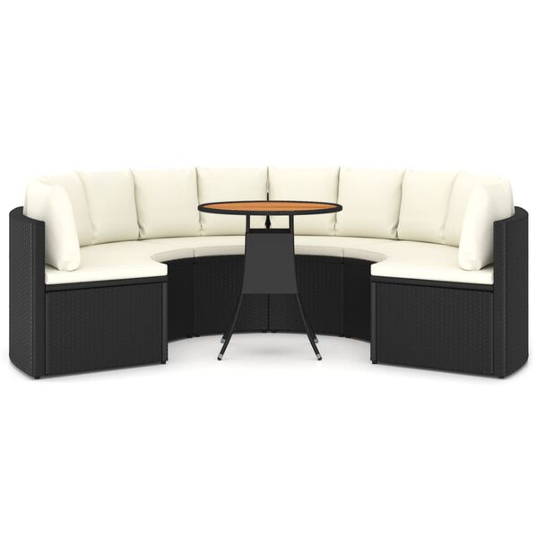 vidaXL 7-osaline aiadiivanikomplekt patjadega, pol&uuml;rotang, must