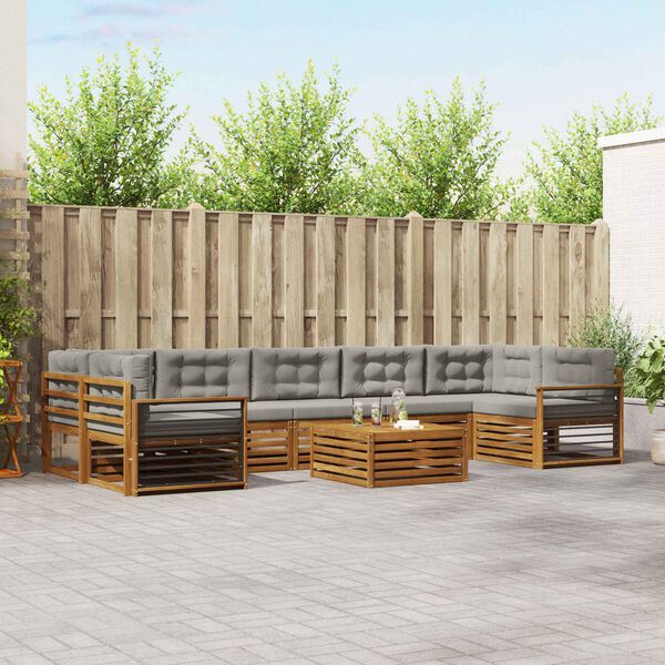 vidaXL V&auml;li diivanikomplekt padjaga 8 pcs Looduslik ja Hele Hall