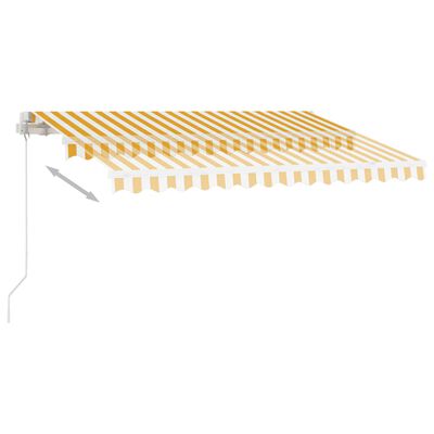 vidaXL käsitsi sissetõmmatav varikatus, LED, 300x250, kollane ja valge