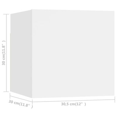 vidaXL seinale kinnitatavad telerikapid, 2 tk, valge, 30,5x30x30 cm
