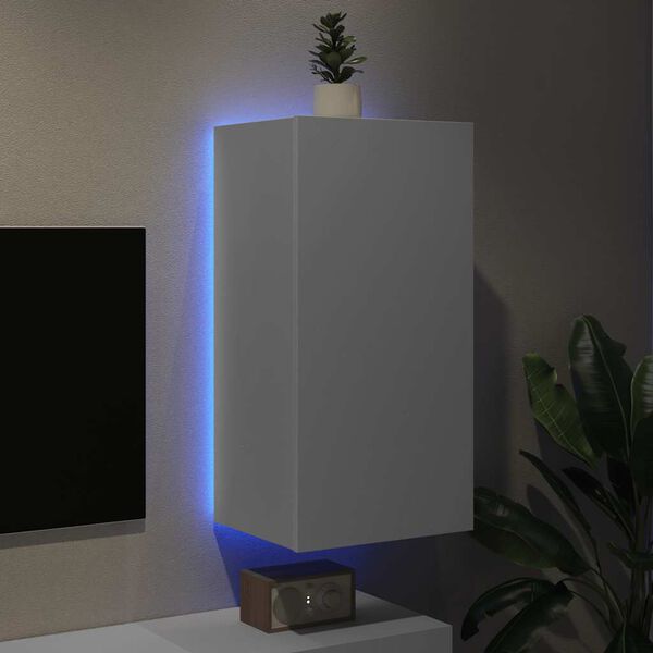 vidaXL teleri seinakapp LED-tuledega, valge, 40,5 x 35 x 80 cm