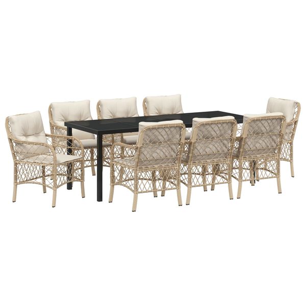 vidaXL Aia s&ouml;&ouml;gilaudade komplekt padjaga 9 pcs Beež pol&uuml;rotang