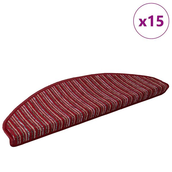 vidaXL Iseliimuvad treppimatid 15 pcs Punane 65 x 21 x 4 cm