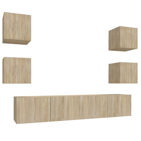 vidaXL 6-osaline telerikappide komplekt, sonoma tamm, tehispuit